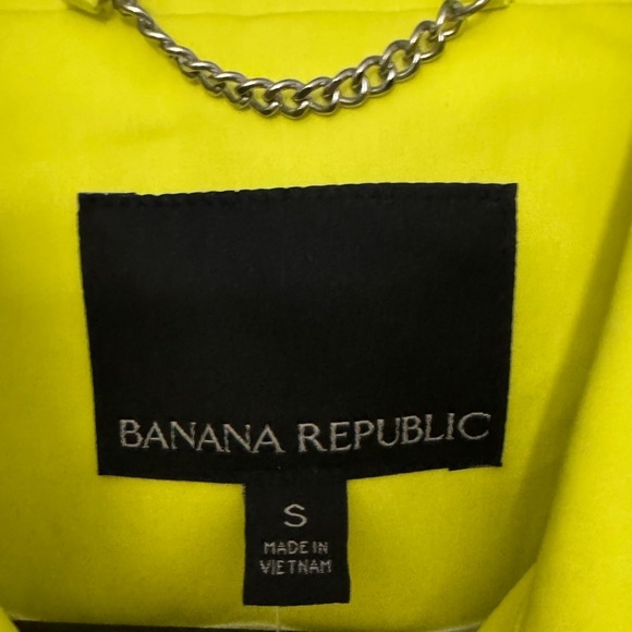 Banana Republic Double Breasted Neon Yellow Mac Jacket Size Small - Picture 4 of 6